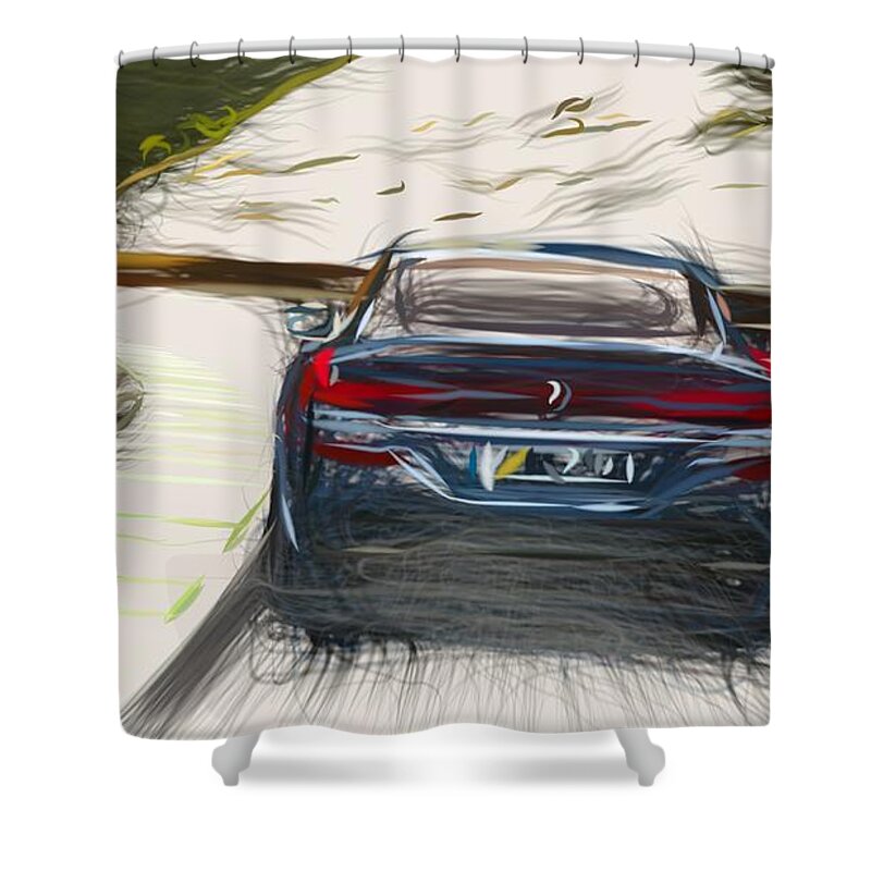 Bmw Shower Curtain featuring the digital art BMW 8 Series Coupe Drawing #8 by CarsToon Concept