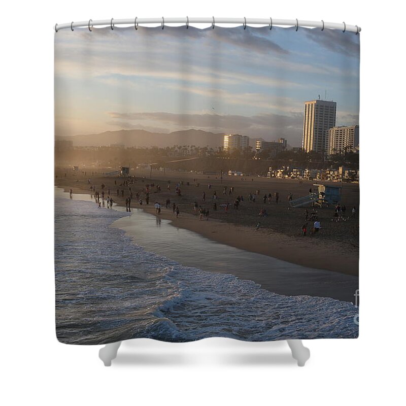 Sunset Shower Curtain featuring the photograph Pacific Sunset , Santa Monica, California #7 by John Shiron
