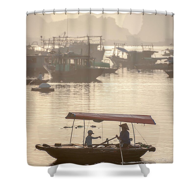 Ha Long Bay Shower Curtain featuring the photograph Ha Long Bay #8 by Gouzel -