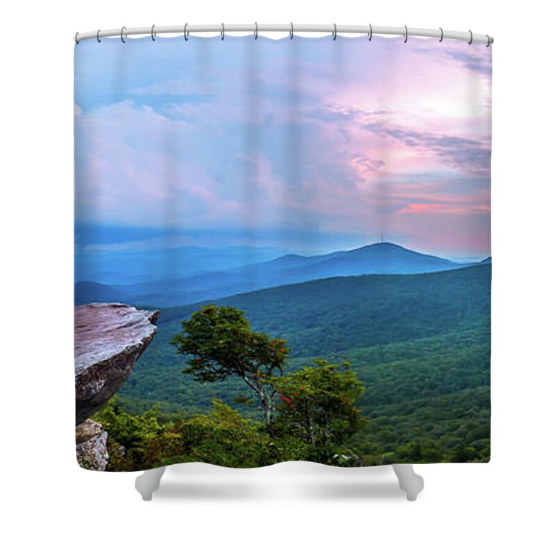 Light Shower Curtain featuring the photograph Rough Ridge Overlook Viewing Area Off Blue Ridge Parkway Scenery #8 by Alex Grichenko