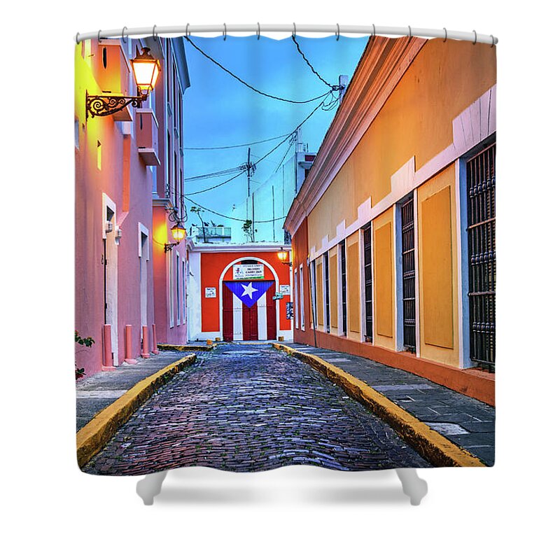 Estock Shower Curtain featuring the digital art Streets, Old San Juan, Puerto Rico #8 by Claudia Uripos