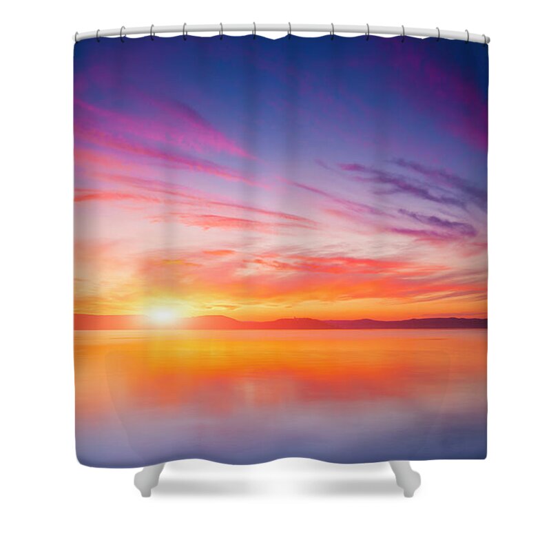 Scenics Shower Curtain featuring the photograph Sunset Over Water #8 by Focusstock