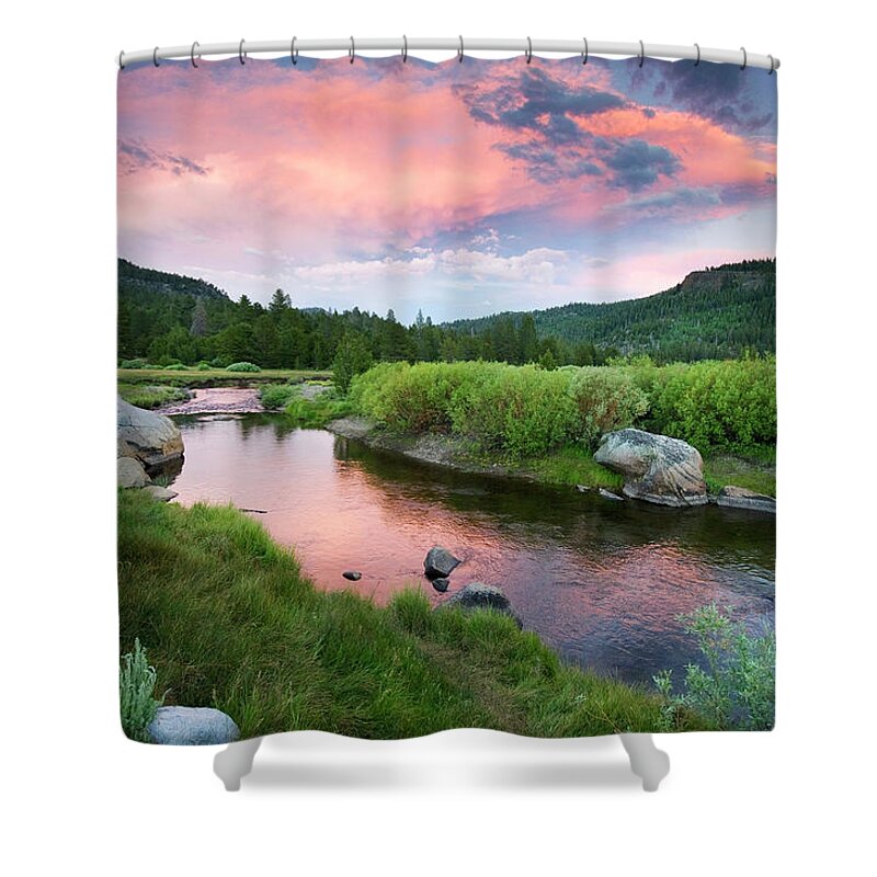 Tranquility Shower Curtain featuring the photograph A Beautiful Sunset Over The West Fork by Rachid Dahnoun