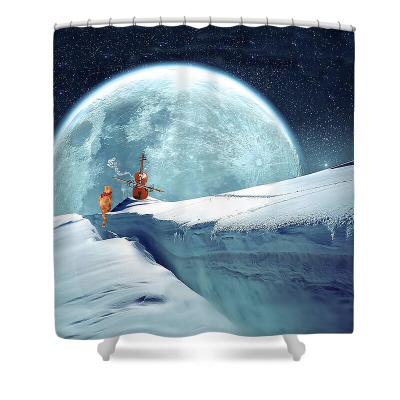 Blue Horizon Shower Curtain featuring the mixed media A Bright Blue Horizon by Colleen Taylor