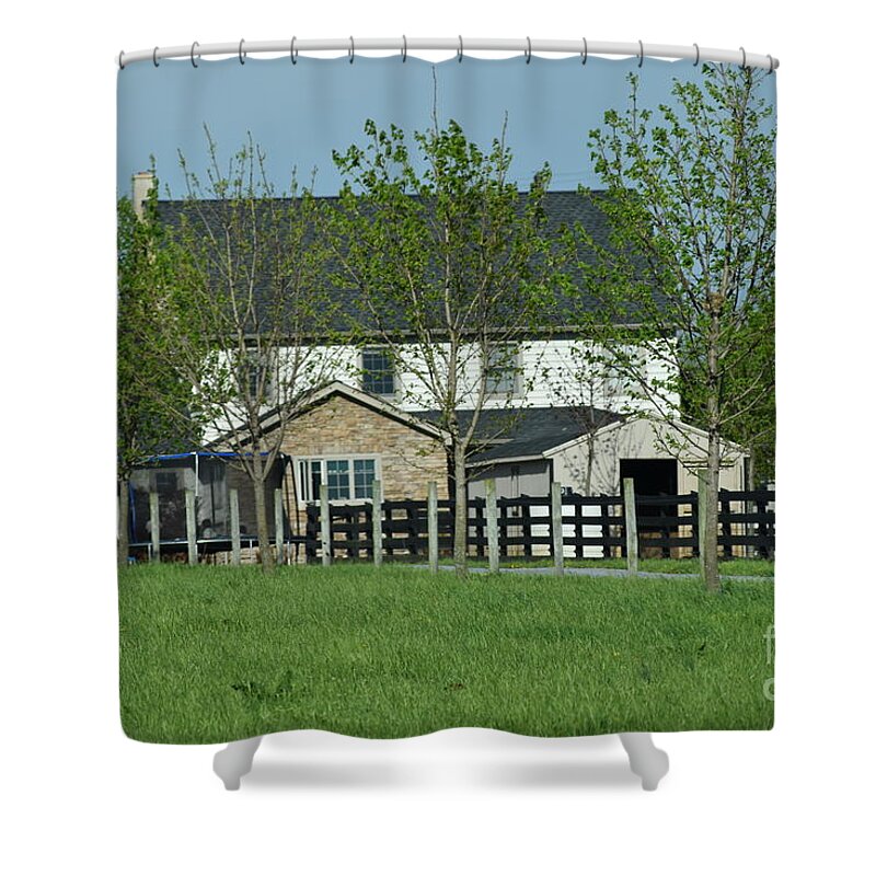 Amish Shower Curtain featuring the photograph A Clear April Afternoon on an Amish Farm by Christine Clark