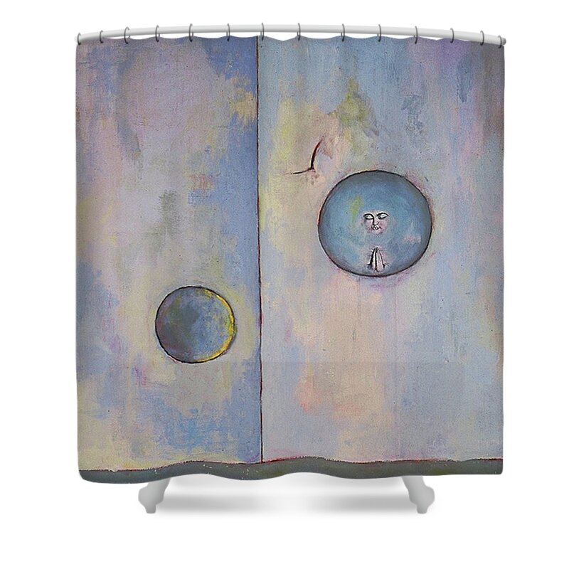 Sun Shower Curtain featuring the painting A Day in a Buddhist Temple by Janet Zoya