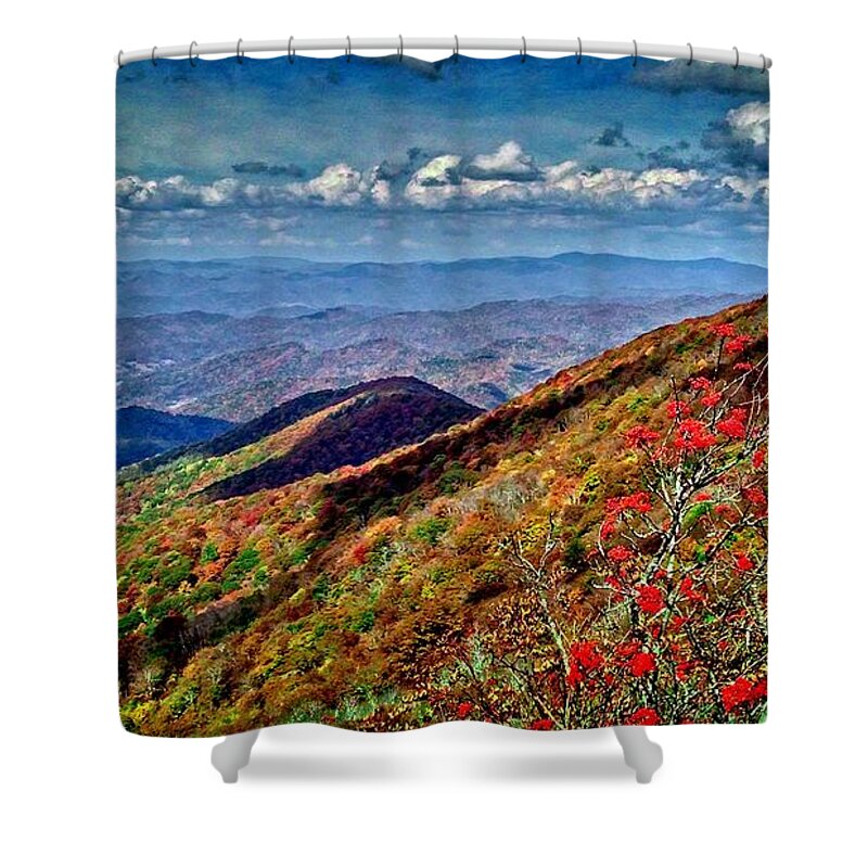 Landscape Shower Curtain featuring the photograph A Great View by Allen Nice-Webb