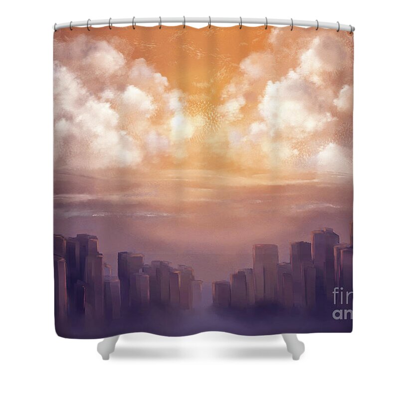City Shower Curtain featuring the digital art A Hot One by Lois Bryan