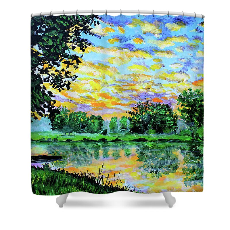 Landscape Shower Curtain featuring the painting A Joy to Behold by Karl Wagner