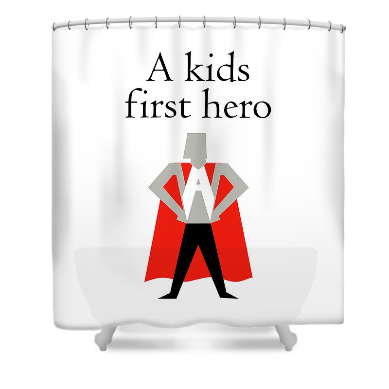 Kids Shower Curtain featuring the digital art A Kids First Hero by Sd Graphics Studio