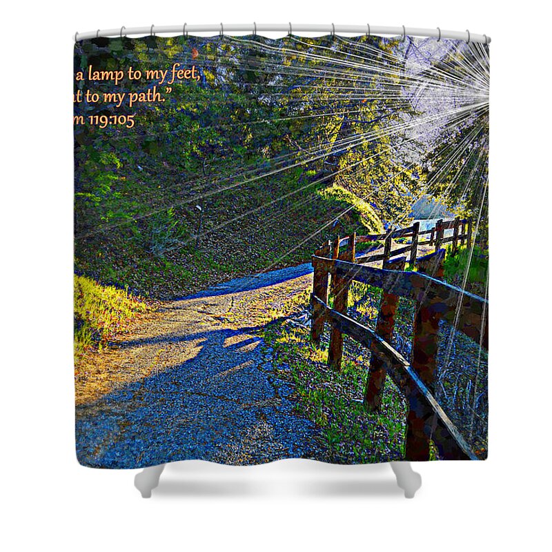 Psalm Shower Curtain featuring the photograph A Light To My Path by Glenn McCarthy Art and Photography