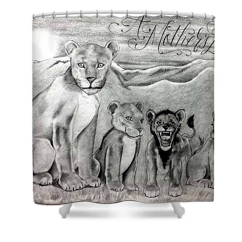 Mexican American Art Shower Curtain featuring the drawing A Motherz Pride by Joseph Lil Man Valencia