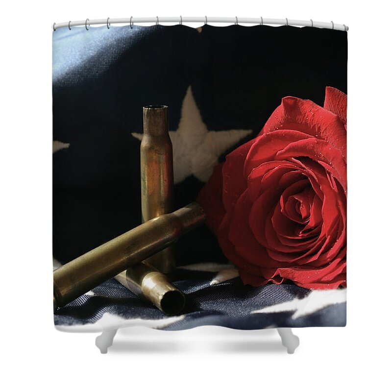 Patriotic Shower Curtain featuring the photograph A Patriots Passing by Michelle Wermuth