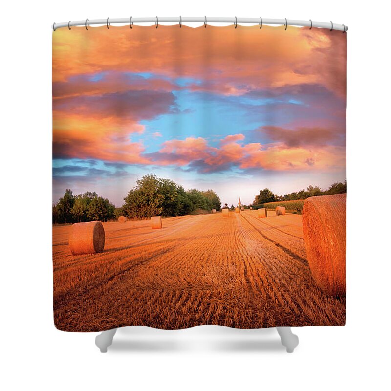 Sunset Shower Curtain featuring the photograph A Place in the Sky by Philippe Sainte-Laudy