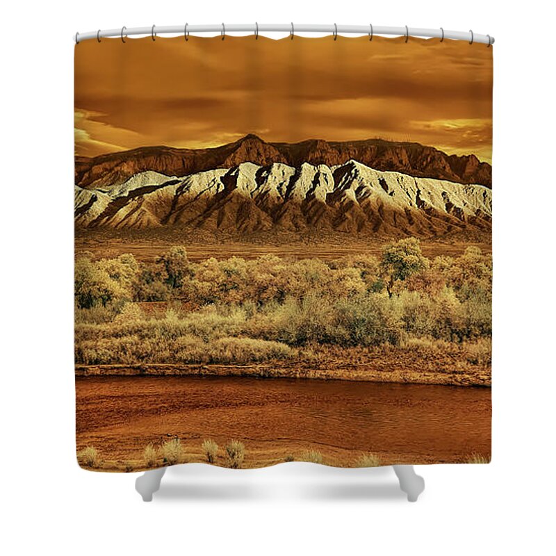 Infrared Shower Curtain featuring the photograph A Sandia Sunset by Michael McKenney