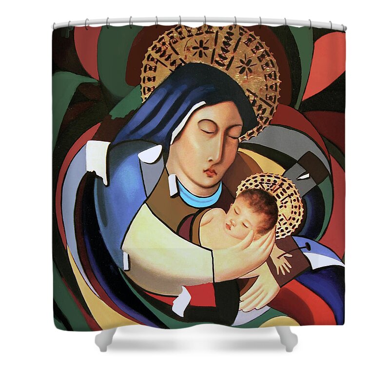 God Art Shower Curtain featuring the painting A Savior Is Born by Anthony Falbo
