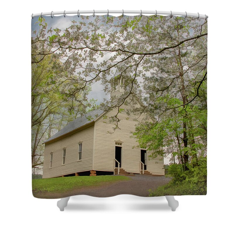 Cades Cove Shower Curtain featuring the photograph A Soft, Misty, Dogwood Kind of Morning by Marcy Wielfaert