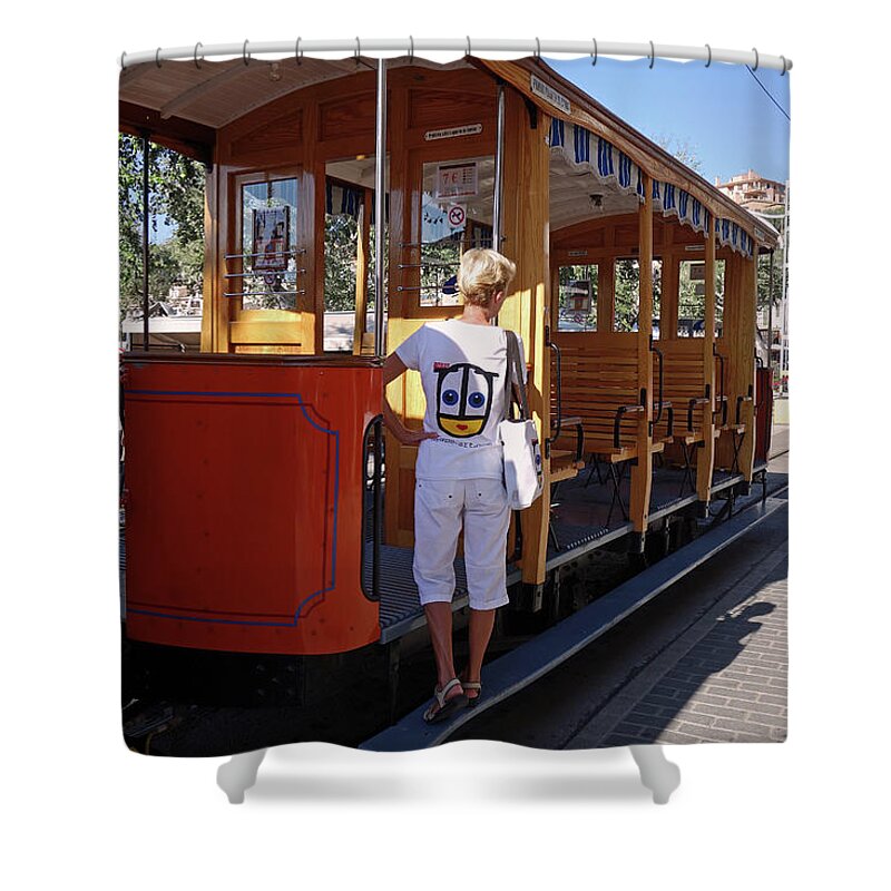 Ubabe Apparel Shower Curtain featuring the digital art A Street Car Named Design by Ubabe Style