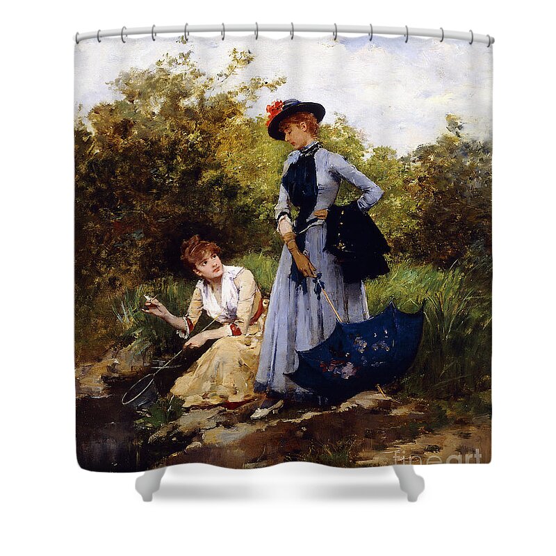 Friend Shower Curtain featuring the painting A Summer's Afternoon by Francesco Miralles Galaup