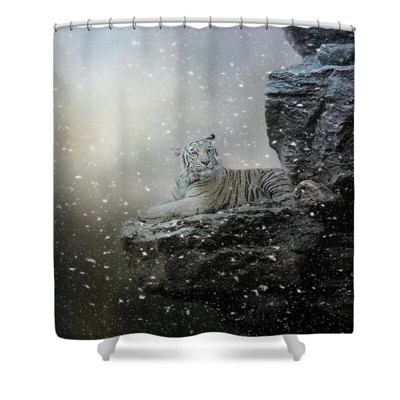 White Tiger Shower Curtain featuring the photograph A Time Of Rest by Jai Johnson