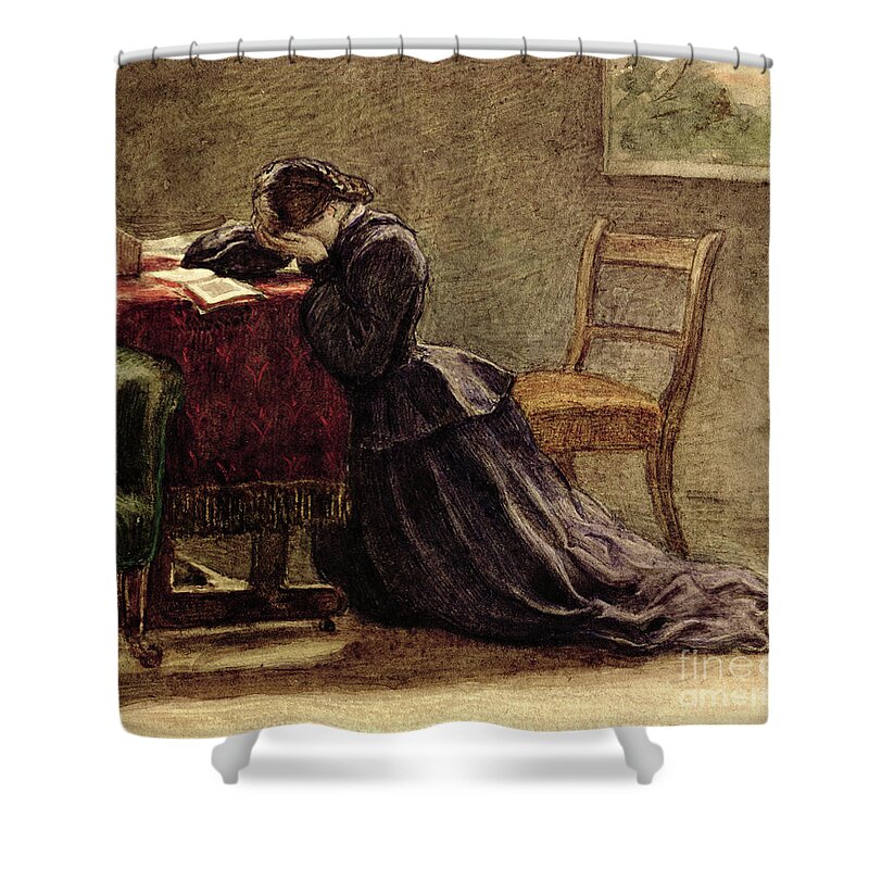 Art Shower Curtain featuring the painting A Wife by John Everett Millais