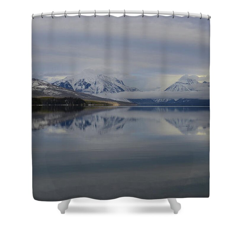 Lake Mcdonald Shower Curtain featuring the photograph A Winter's Day by Whispering Peaks Photography