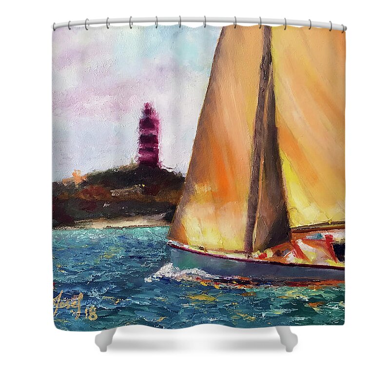 Abaco Rage Shower Curtain featuring the painting Abaco Rage on the mark by Josef Kelly