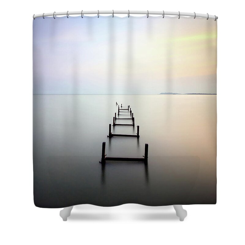 Outdoors Shower Curtain featuring the photograph Abandon Jetty by Photography By Azrudin