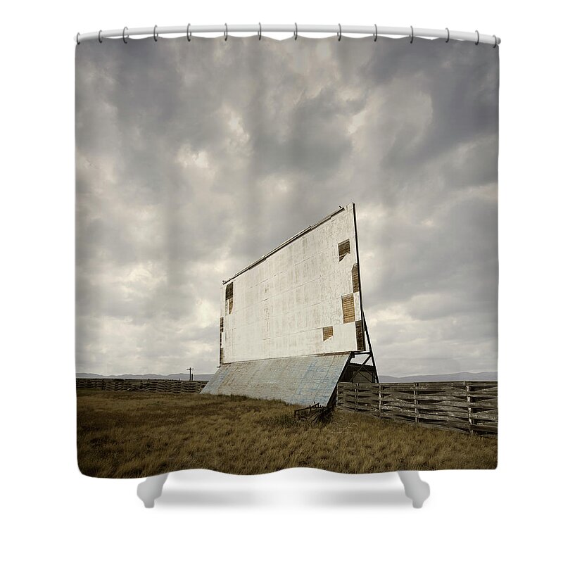 Projection Screen Shower Curtain featuring the photograph Abandoned Drive-in Movie Theater Screen by Ed Freeman
