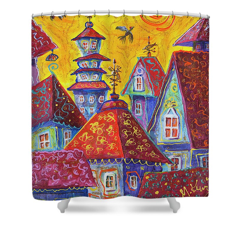  Shower Curtain featuring the painting Abc 11x14 lightened by Maxim Komissarchik