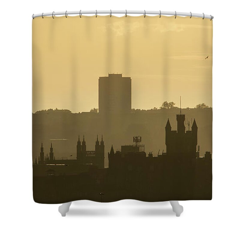 Aberdeen Shower Curtain featuring the photograph Aberdeen Skyline Silhouettes by Veli Bariskan