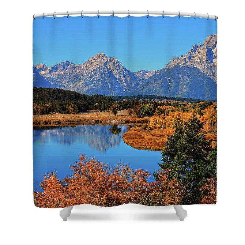 Oxbow Bend Shower Curtain featuring the photograph Above the Oxbow by Greg Norrell