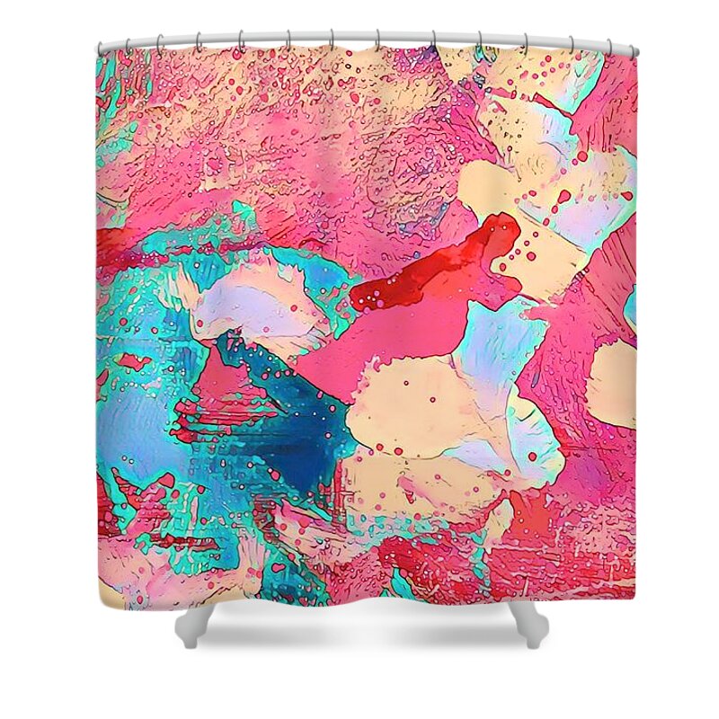 Color Shower Curtain featuring the mixed media Abstract 17 by Vanessa Katz