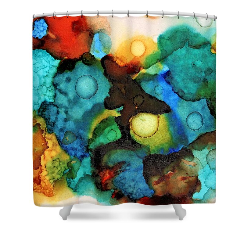 Multicolor Shower Curtain featuring the painting Abstract 33 by Lucie Dumas