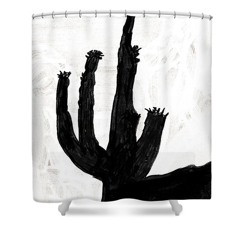 Black And White Shower Curtain featuring the painting Abstract Black and White No.43 by Naxart Studio