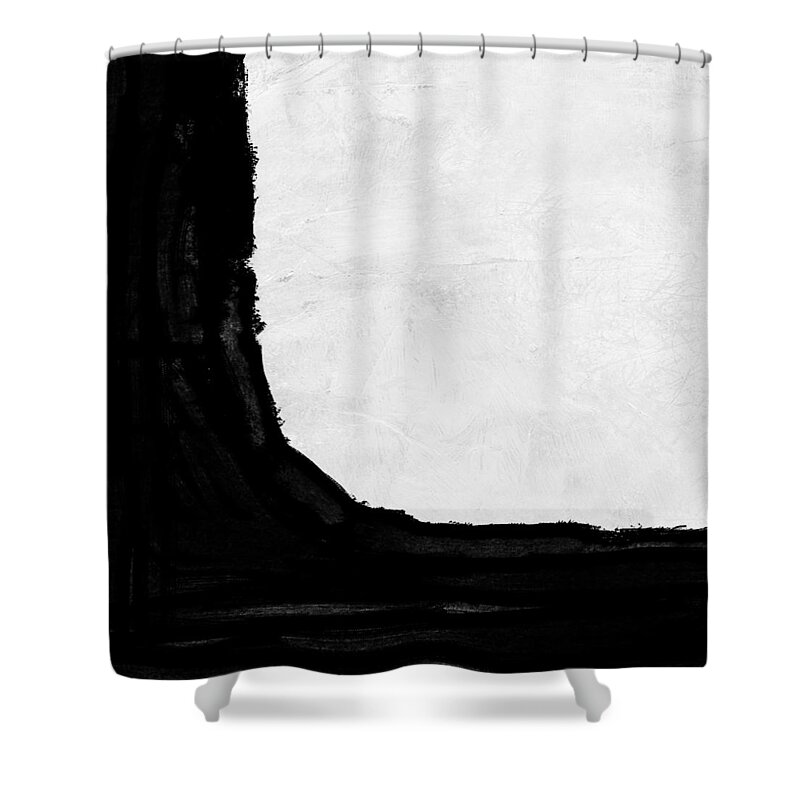 Black And White Shower Curtain featuring the painting Abstract Black and White No.69 by Naxart Studio
