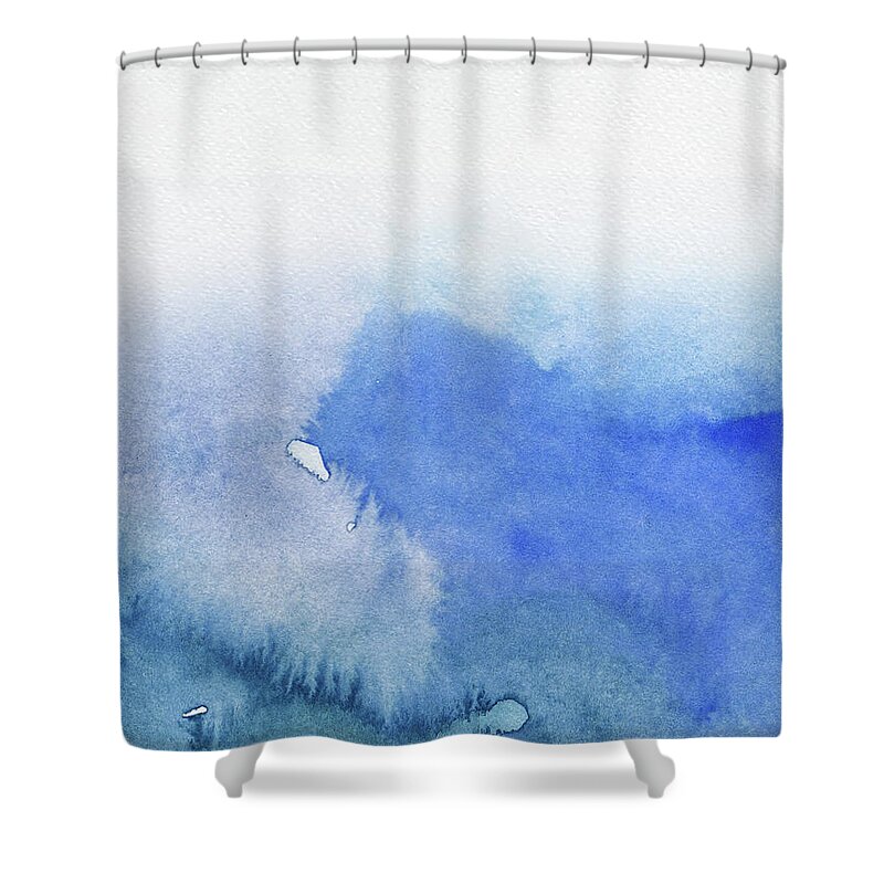 Landscape Shower Curtain featuring the painting Abstract Blue Watercolor by Naxart Studio