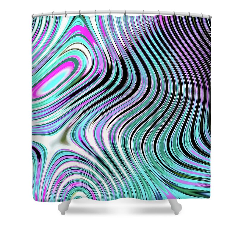 Chaos Shower Curtain featuring the digital art Abstract Chaos Light Blue by Don Northup