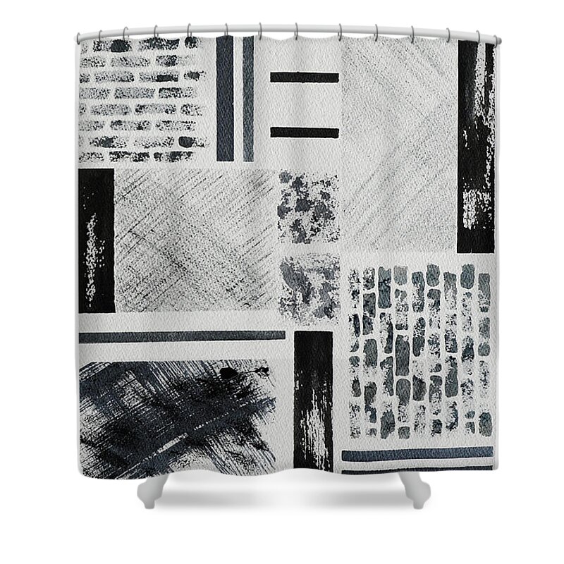 Abstract Shower Curtain featuring the painting Abstract Collage by Karen Fleschler