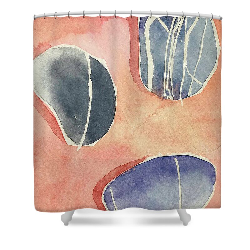 Orange Shower Curtain featuring the painting Abstract Colorful Stones by Luisa Millicent