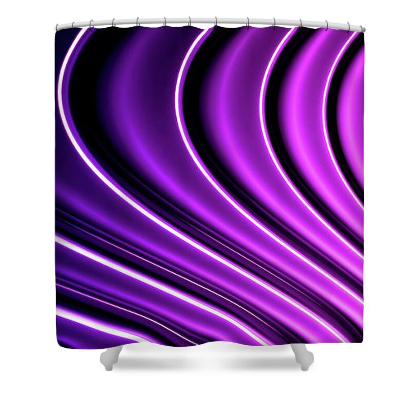 Curve Shower Curtain featuring the digital art Abstract Curved Lines, Diminishing by Ralf Hiemisch
