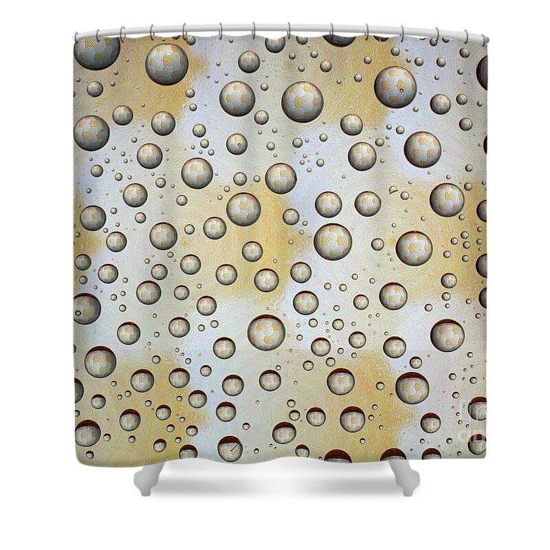 Abstract Shower Curtain featuring the photograph Abstract Design Reflections In Droplets H3 by Ofer Zilberstein