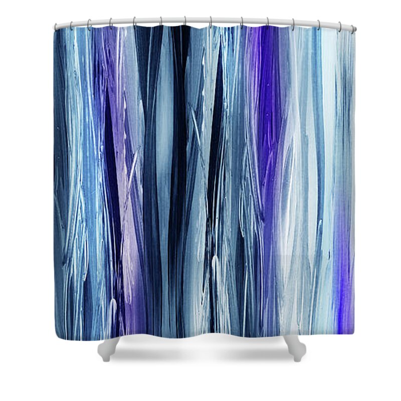 Waterfall Shower Curtain featuring the painting Abstract Flowing Waterfall Lines I by Irina Sztukowski