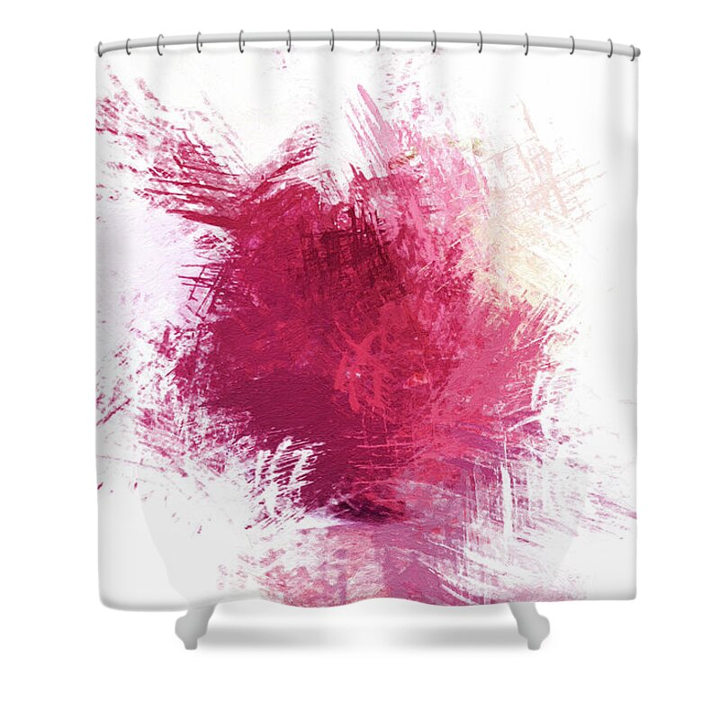 Abstract Shower Curtain featuring the painting Abstract in shades of red - DWP1952018 by Dean Wittle