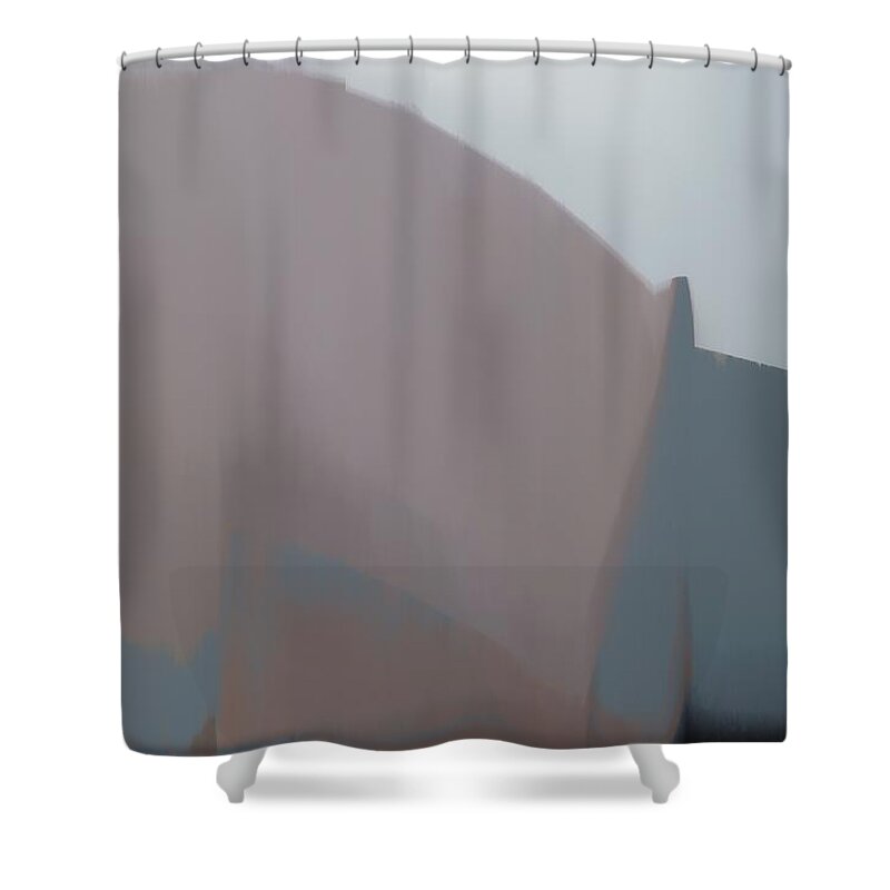 Abstract Shower Curtain featuring the digital art Abstract Landscape Subtle earth tones 38 by Itsonlythemoon