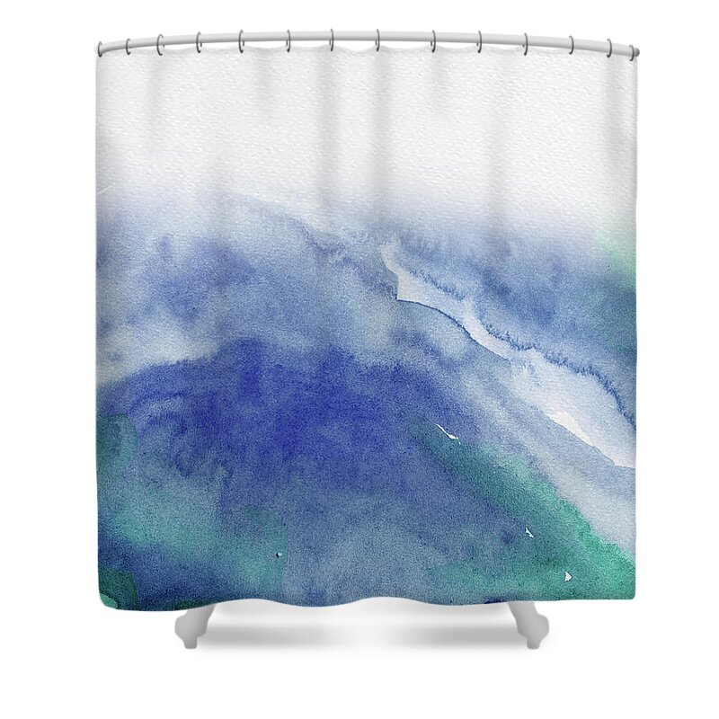 Mountains Shower Curtain featuring the painting Abstract Mountains Watercolor I by Naxart Studio