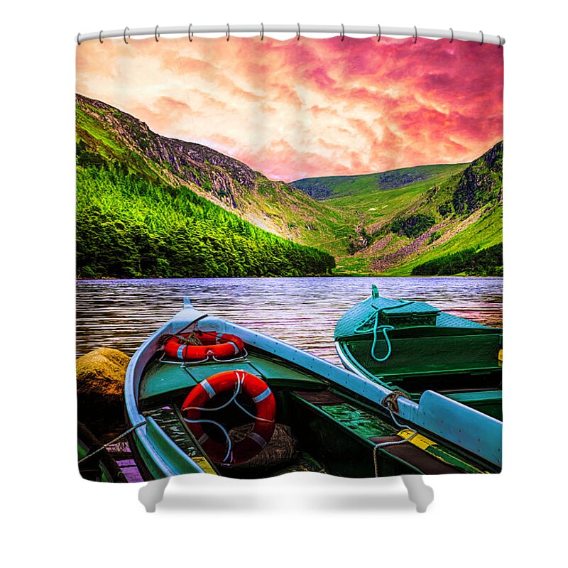 Boats Shower Curtain featuring the photograph Admiring the Beauty in the Fading Light by Debra and Dave Vanderlaan