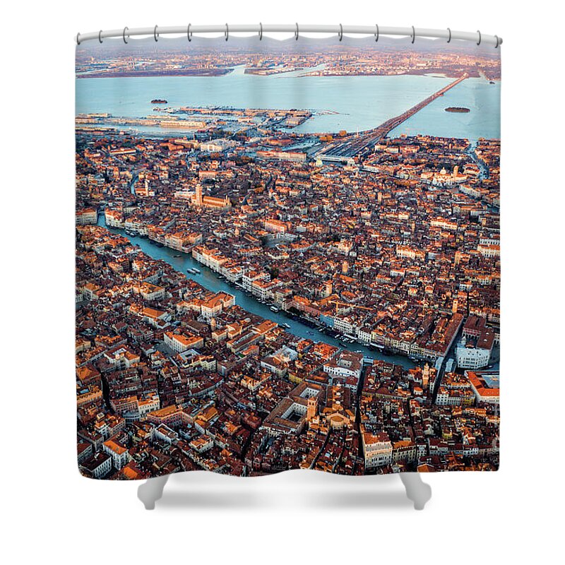 Grand Canal Shower Curtain featuring the photograph Aerial view of Grand Canal, Venice, Italy by Matteo Colombo
