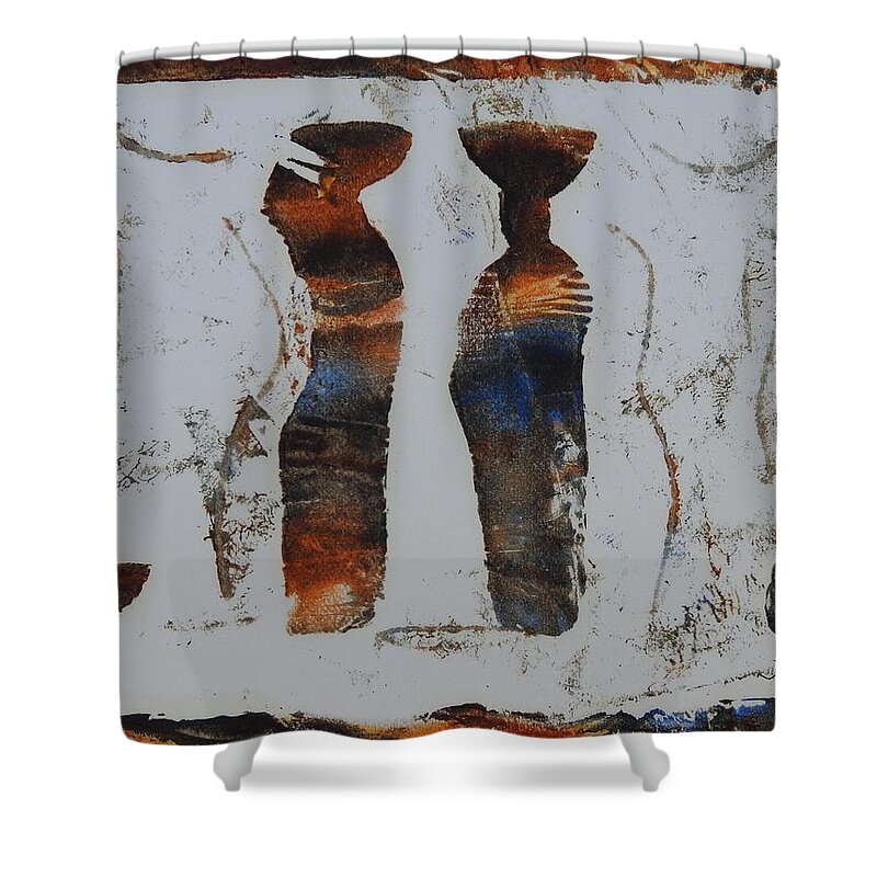 Water Shower Curtain featuring the painting African Safari Water Bearer by Ilona Petzer