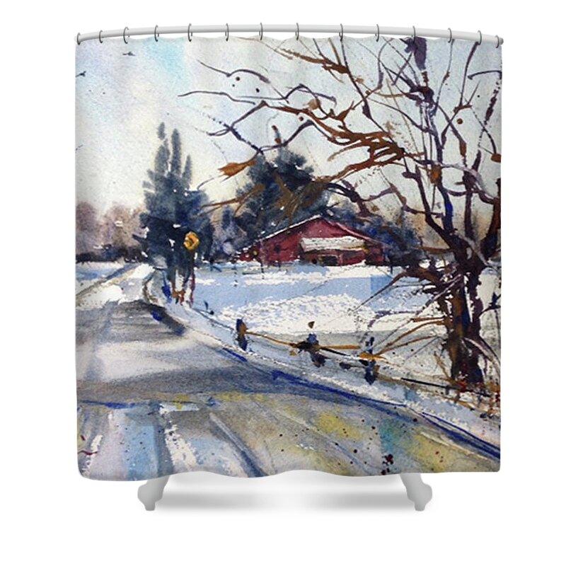 Winter Shower Curtain featuring the painting After the Snowfall by Judith Levins